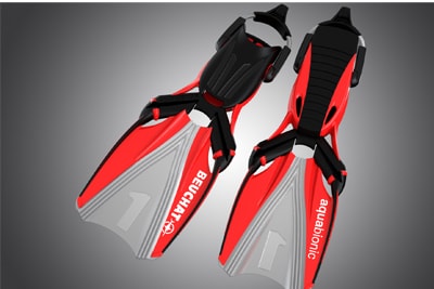 Buy red aquabionic fin with us or avail on rent | Scuba diving equipments and gear